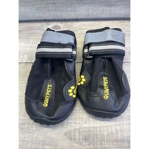 QUMYPETS Dog Boots Shoes Set Of 2 Size 7 Black Reflective High Vis Anti Slip